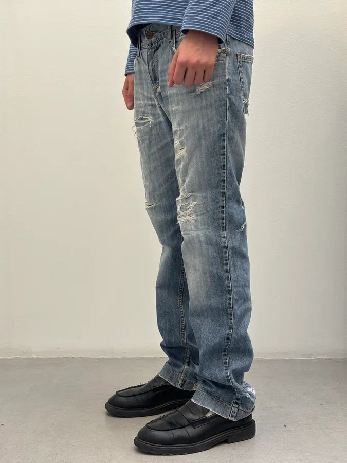 2000s Dolce & Gabbana Distressed Light Wash Blue Jeans dFBgKNP 2