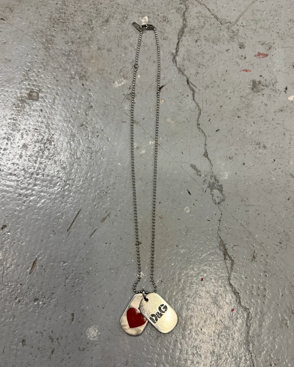 Dolce & Gabbana Double Dog Tag I Love D&G Necklace (OS) duelsnB 0