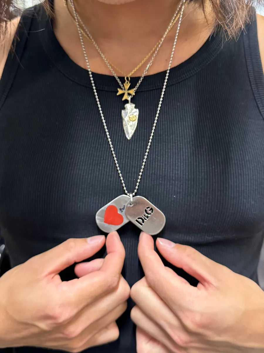 Dolce & Gabbana Double Dog Tag I Love D&G Necklace (OS) duelsnB 1