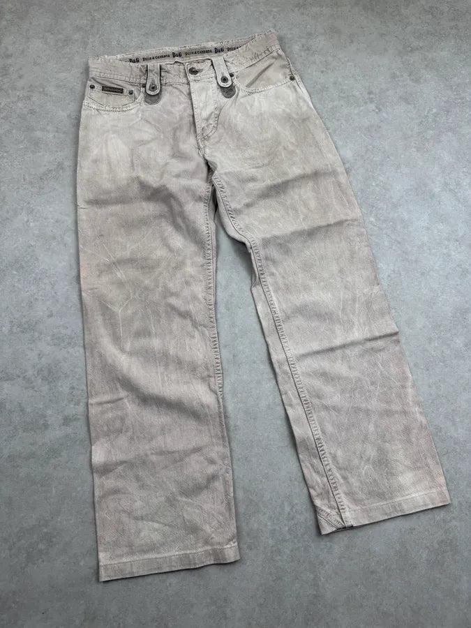 AW2004 Dolce & Gabbana Faded Beige Multi-Pocket Jeans jQhhyaW 5