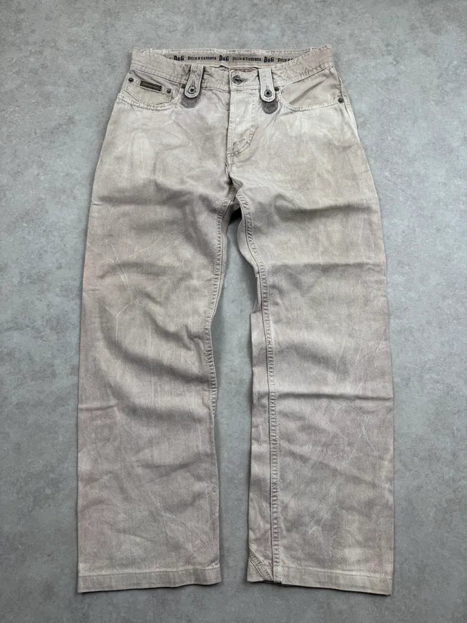 AW2004 Dolce & Gabbana Faded Beige Multi-Pocket Jeans jQhhyaW 0
