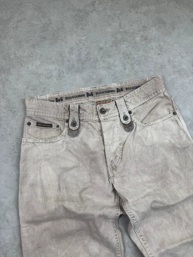 AW2004 Dolce & Gabbana Faded Beige Multi-Pocket Jeans jQhhyaW 4