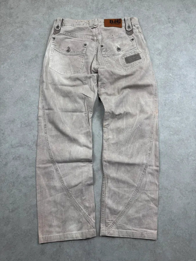 AW2004 Dolce & Gabbana Faded Beige Multi-Pocket Jeans jQhhyaW 6