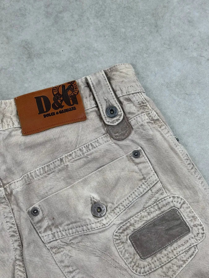AW2004 Dolce & Gabbana Faded Beige Multi-Pocket Jeans jQhhyaW 9