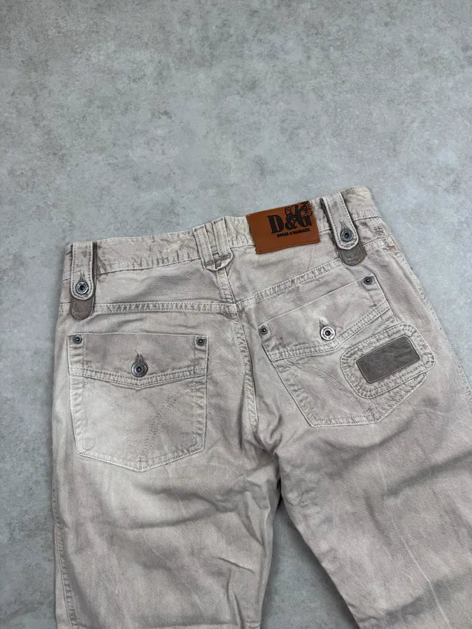 AW2004 Dolce & Gabbana Faded Beige Multi-Pocket Jeans jQhhyaW 7