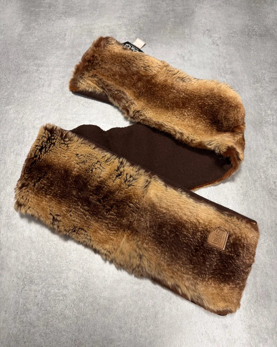 Dolce & Gabbana Faux-Fur Brown Scarf TSDVQRw 1