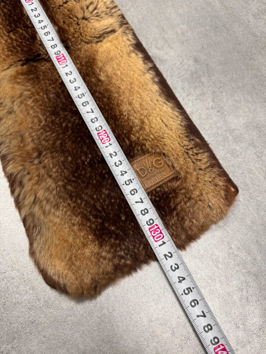 Dolce & Gabbana Faux-Fur Brown Scarf TSDVQRw 4