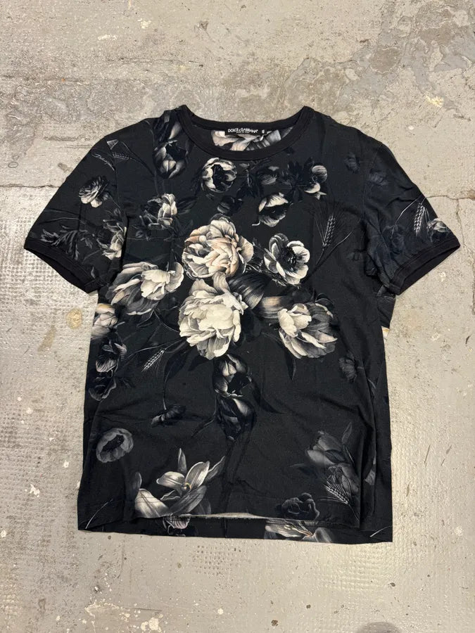 2010s Dolce & Gabbana Flowers Print Grey T-Shirt zcgCYxT 0