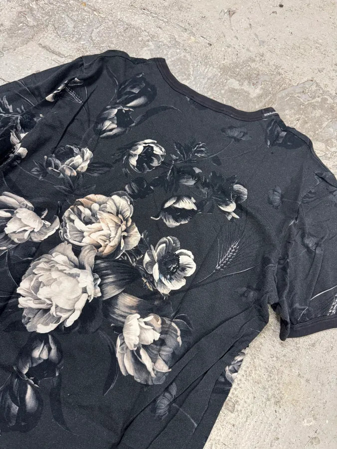 2010s Dolce & Gabbana Flowers Print Grey T-Shirt zcgCYxT 3