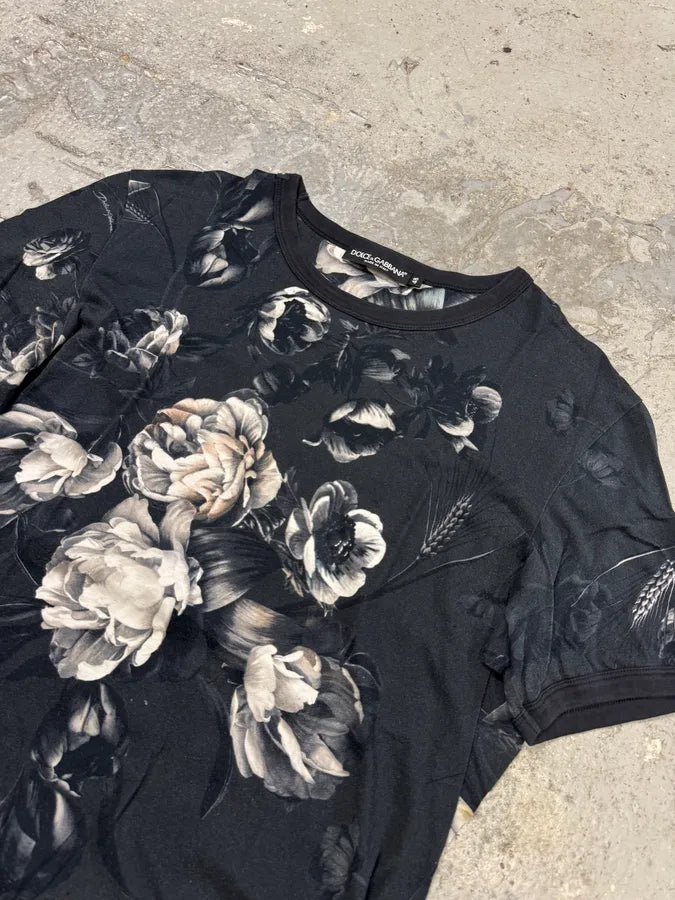 2010s Dolce & Gabbana Flowers Print Grey T-Shirt zcgCYxT 4