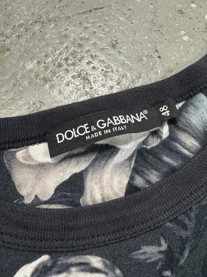 2010s Dolce & Gabbana Flowers Print Grey T-Shirt zcgCYxT 6