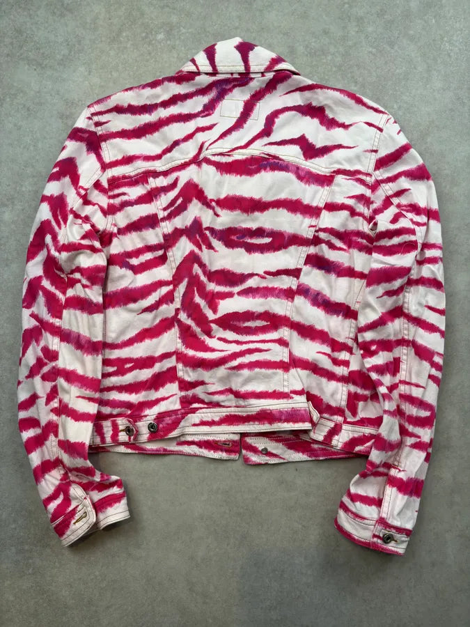 2000s Dolce & Gabbana Fuchsia Cotton Zebra Striped Denim Jacket gExsTLW 4