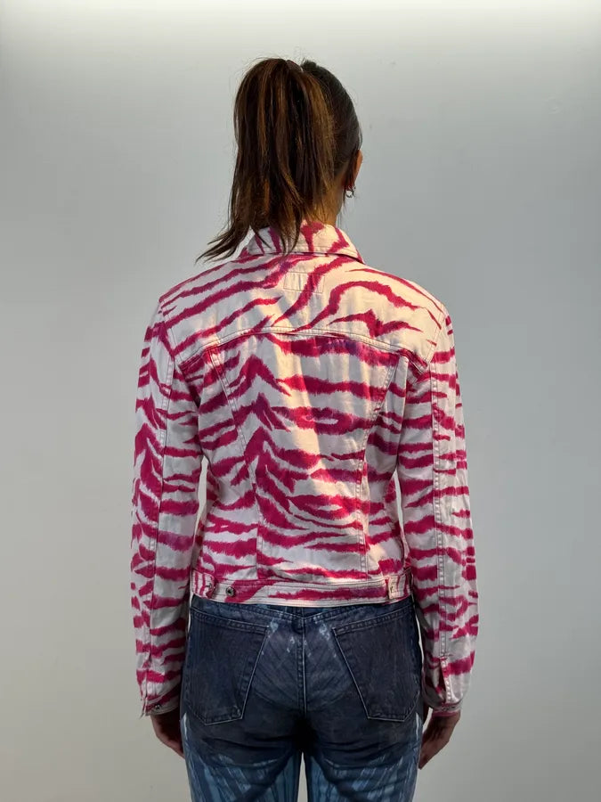2000s Dolce & Gabbana Fuchsia Cotton Zebra Striped Denim Jacket gExsTLW 2