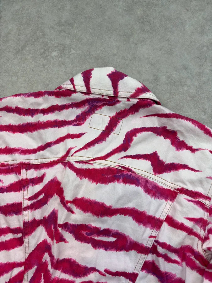 2000s Dolce & Gabbana Fuchsia Cotton Zebra Striped Denim Jacket gExsTLW 5
