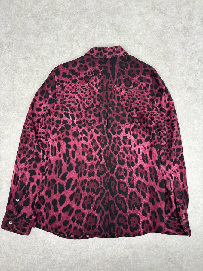 2010s Dolce & Gabbana Fuchsia Purple Silk Leopard Print Shirt AuTMbEO 4