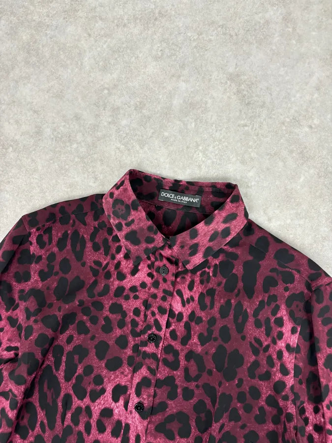 2010s Dolce & Gabbana Fuchsia Purple Silk Leopard Print Shirt AuTMbEO 3
