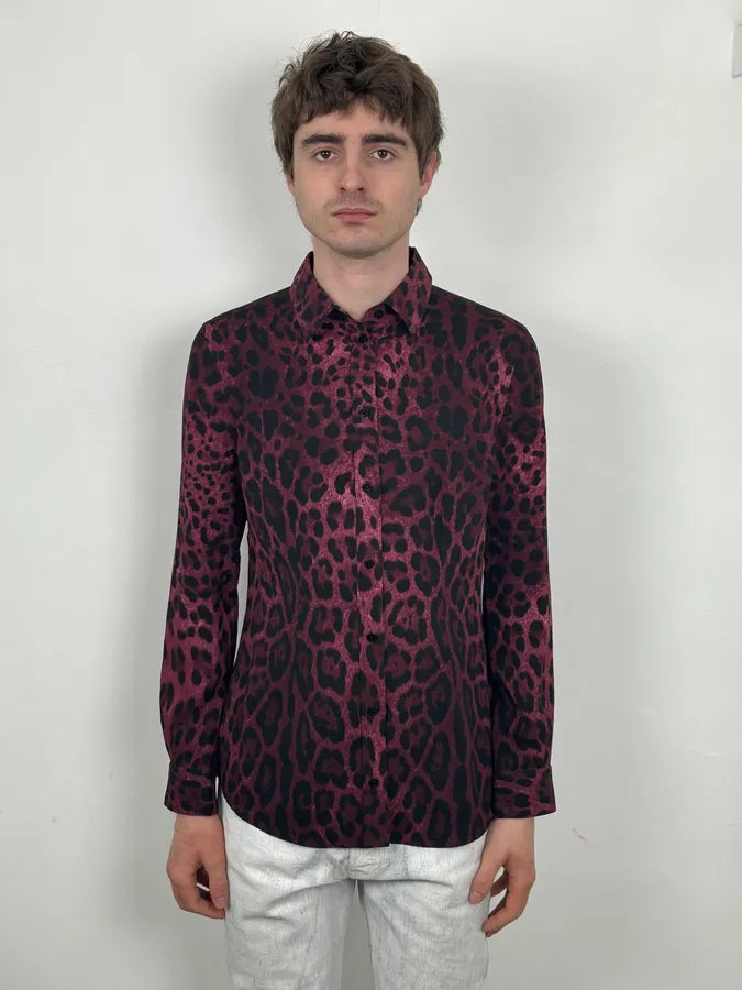 2010s Dolce & Gabbana Fuchsia Purple Silk Leopard Print Shirt AuTMbEO 1