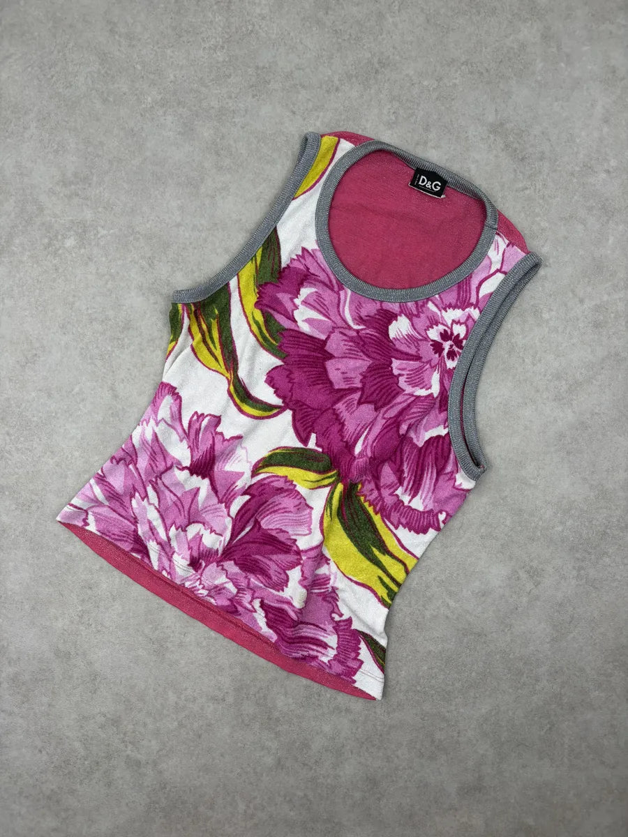 2000s Dolce & Gabbana Fuchsia Terry Floral Tank Top BUlQfBZ 4