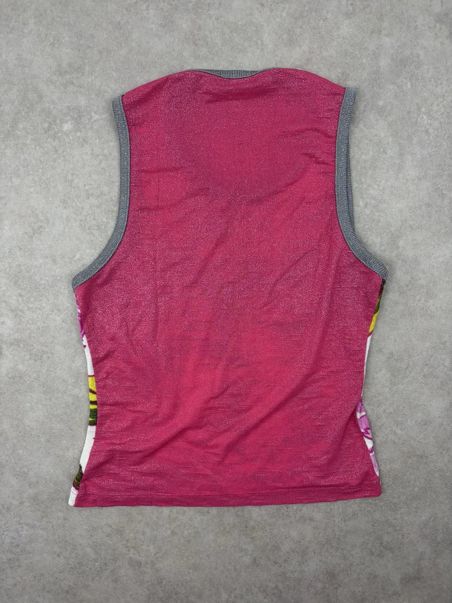 2000s Dolce & Gabbana Fuchsia Terry Floral Tank Top BUlQfBZ 3
