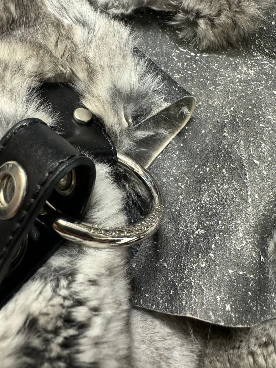 Dolce & Gabbana Fur Grey Leather Shoulder Bag mrpqRPn 9