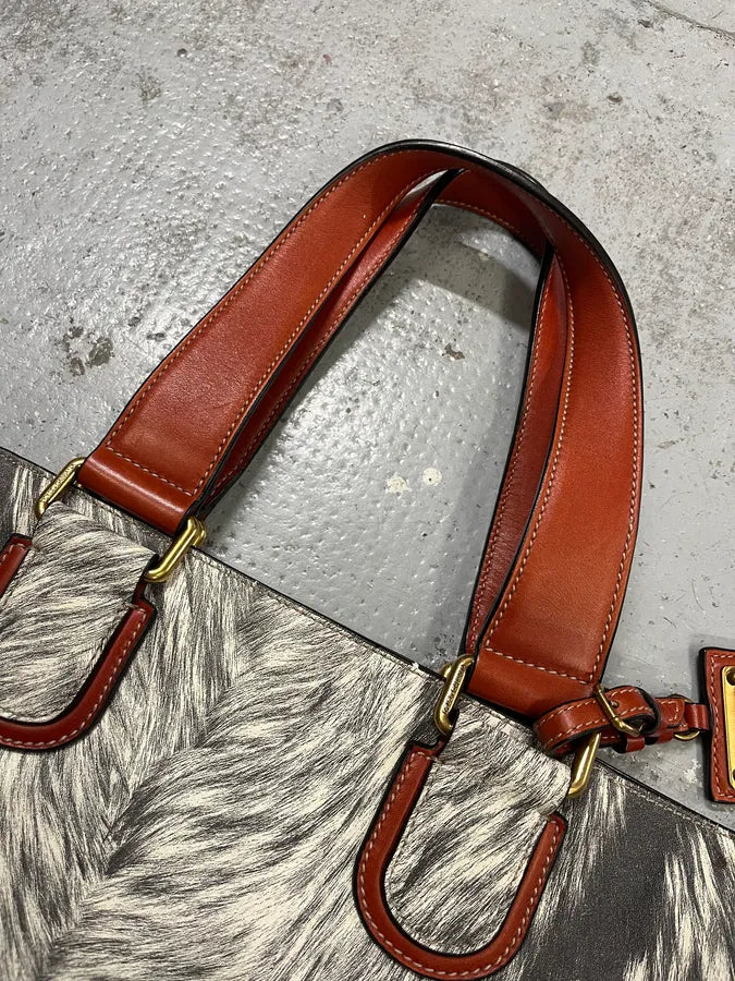 Dolce & Gabbana Fur Print Grey Leather Handle Bag XUoIqOH 3
