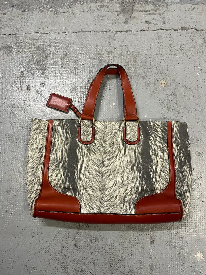 Dolce & Gabbana Fur Print Grey Leather Handle Bag XUoIqOH 4