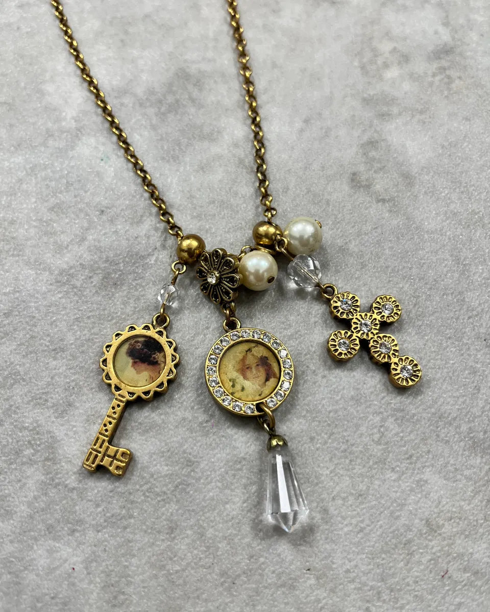 Dolce & Gabbana Gold Antique Steel Charm Necklace NIuIpdM 2