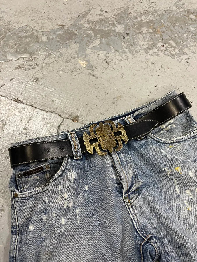 Dolce & Gabbana Gold Buckle Black Leather Belt zGsKwpN 0