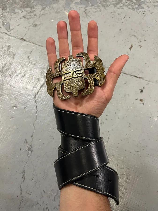 Dolce & Gabbana Gold Buckle Black Leather Belt zGsKwpN 1