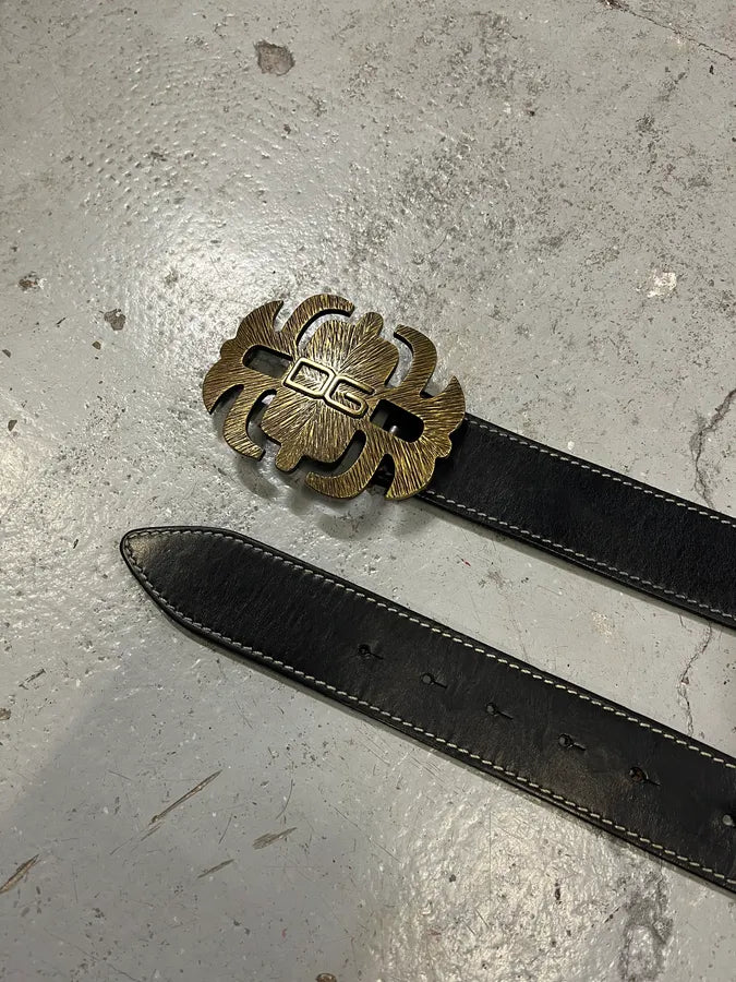 Dolce & Gabbana Gold Buckle Black Leather Belt zGsKwpN 4