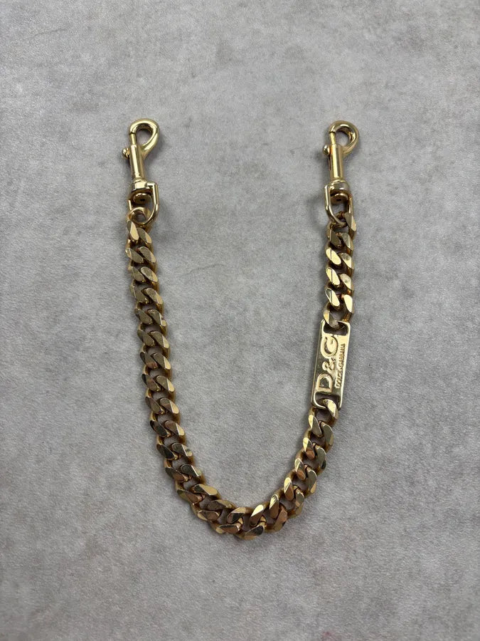 AW2003 Dolce & Gabbana Gold Metal Logo Chain tygEmvW 3