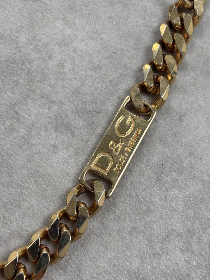 AW2003 Dolce & Gabbana Gold Metal Logo Chain tygEmvW 4