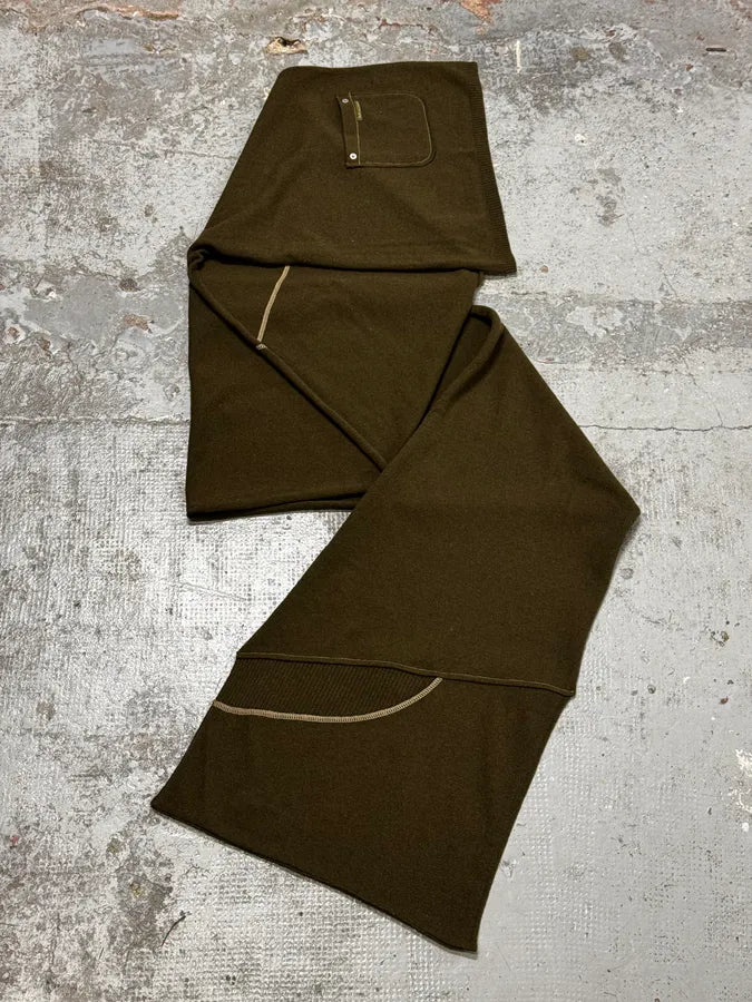 AW2003 Dolce & Gabbana Green Double Pocket Wool Scarf DmbQAyH 3