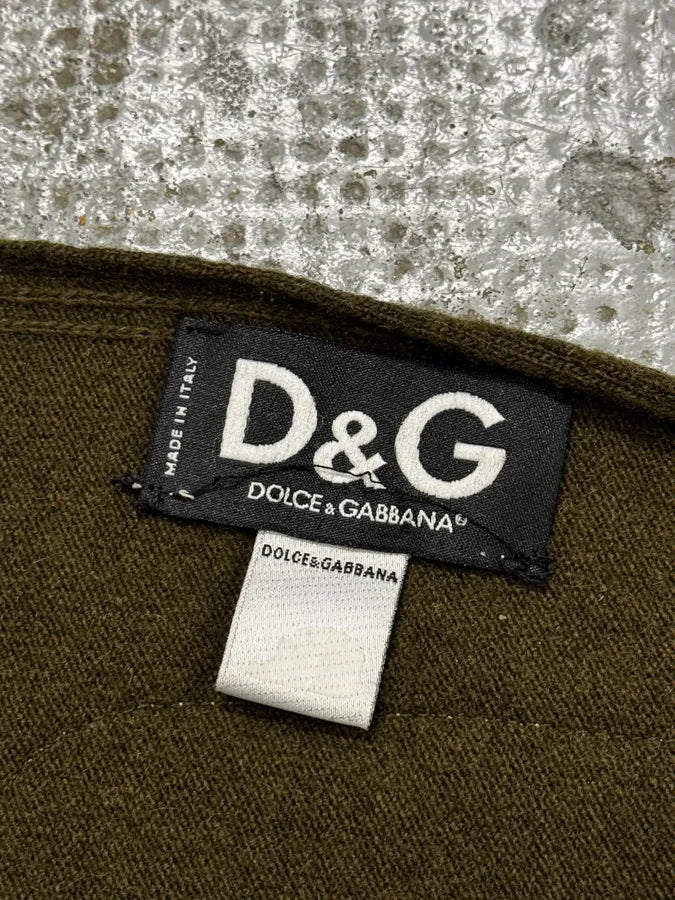 AW2003 Dolce & Gabbana Green Double Pocket Wool Scarf DmbQAyH 8
