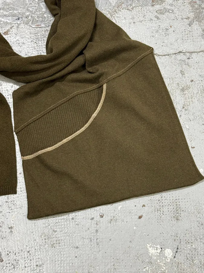 AW2003 Dolce & Gabbana Green Double Pocket Wool Scarf DmbQAyH 6