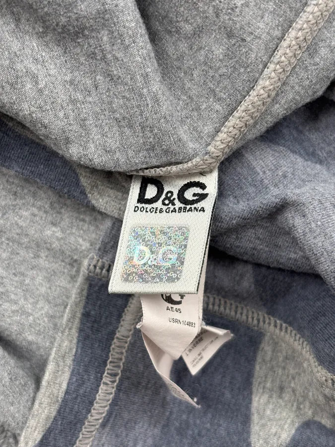 2000s Dolce & Gabbana Blue Grey Camouflage V-Neck T-Shirt uLTaOxv 9