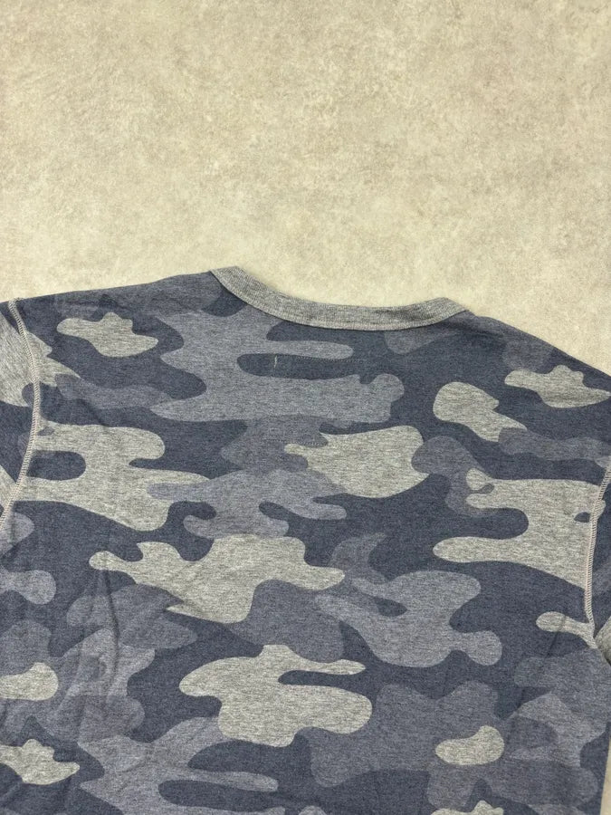 2000s Dolce & Gabbana Blue Grey Camouflage V-Neck T-Shirt uLTaOxv 5