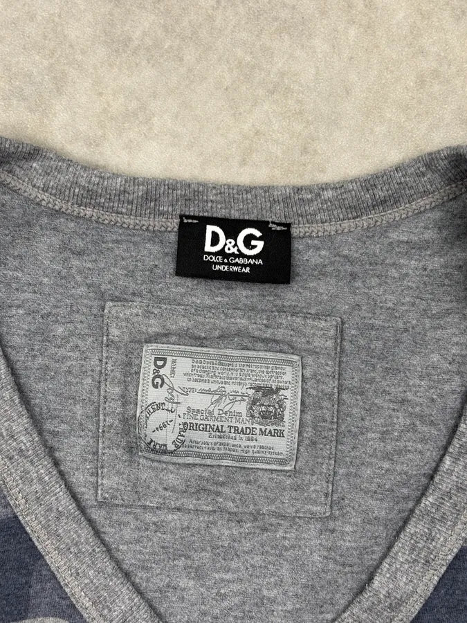 2000s Dolce & Gabbana Blue Grey Camouflage V-Neck T-Shirt uLTaOxv 6