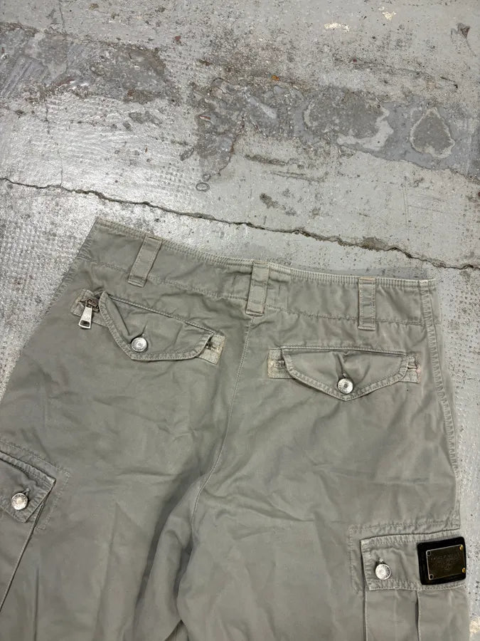 2000s Dolce & Gabbana Grey Zip Cargo Shorts HNdZkzv 6