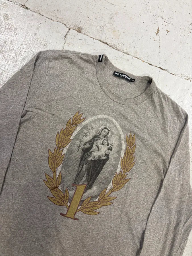 AW2013 Dolce & Gabbana Grey Madonna Religious Iconography Longsleeve T-Shirt pqSNLCQ 3