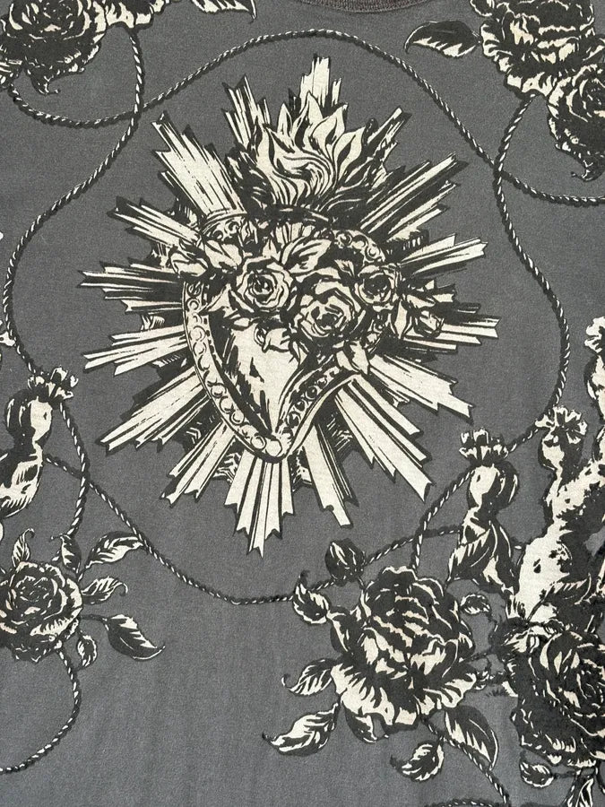 2010s Dolce & Gabbana Grey Sacred Heart Floral T-Shirt TMSPqoj 6