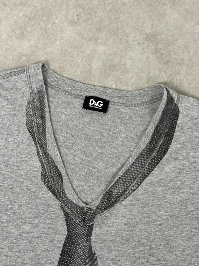 2000s Dolce & Gabbana Grey Tie Trompe Loeil T-Shirt GErSUkg 6