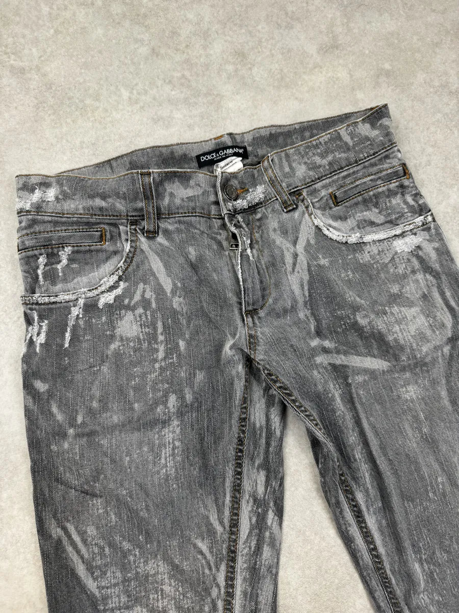 2010s Dolce & Gabbana Grey Distressed Slim Denim Jeans gHEHBba 9