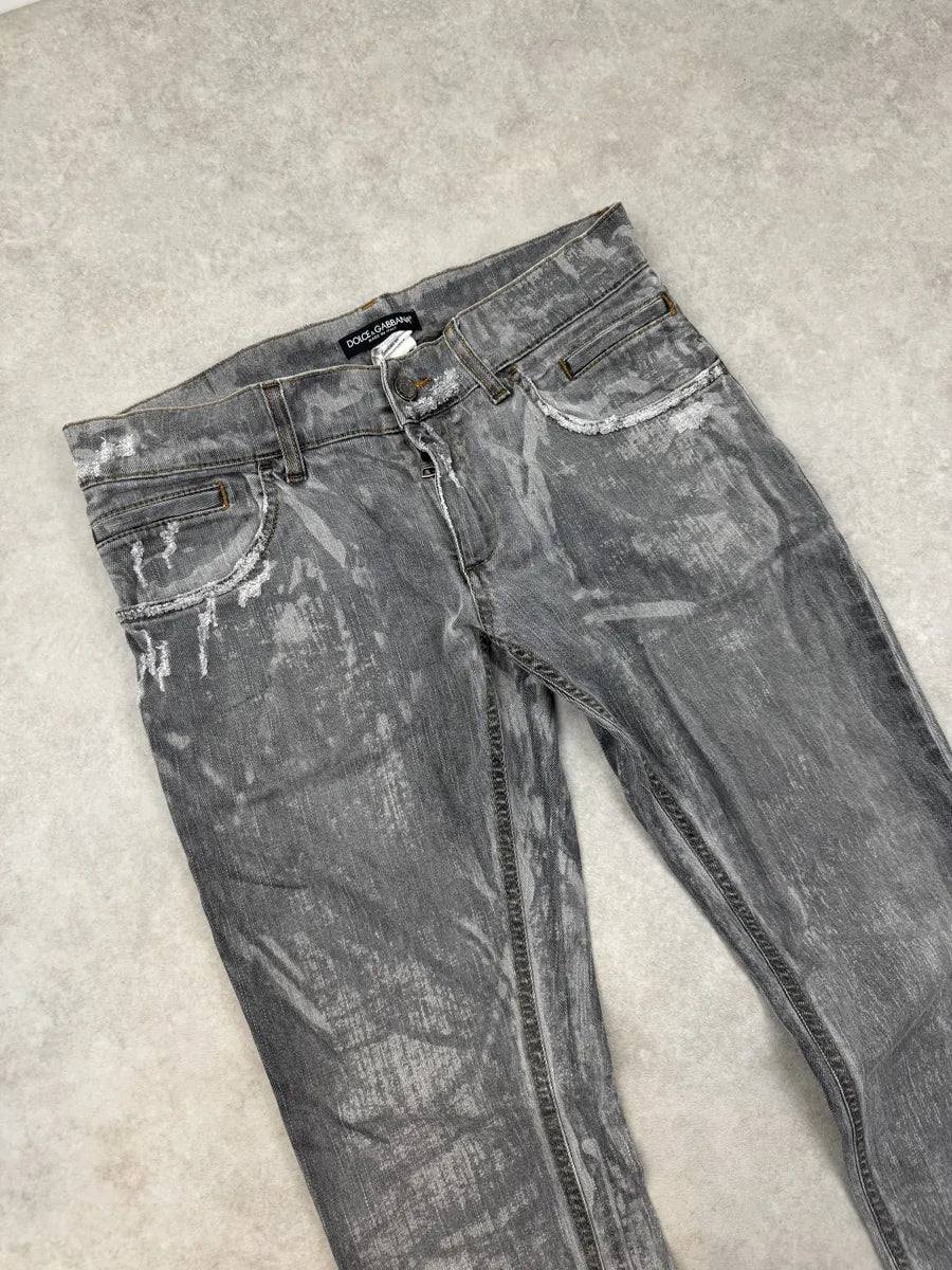 2010s Dolce & Gabbana Grey Distressed Slim Denim Jeans gHEHBba 7