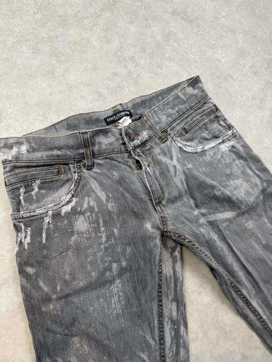 2010s Dolce & Gabbana Grey Distressed Slim Denim Jeans gHEHBba 11
