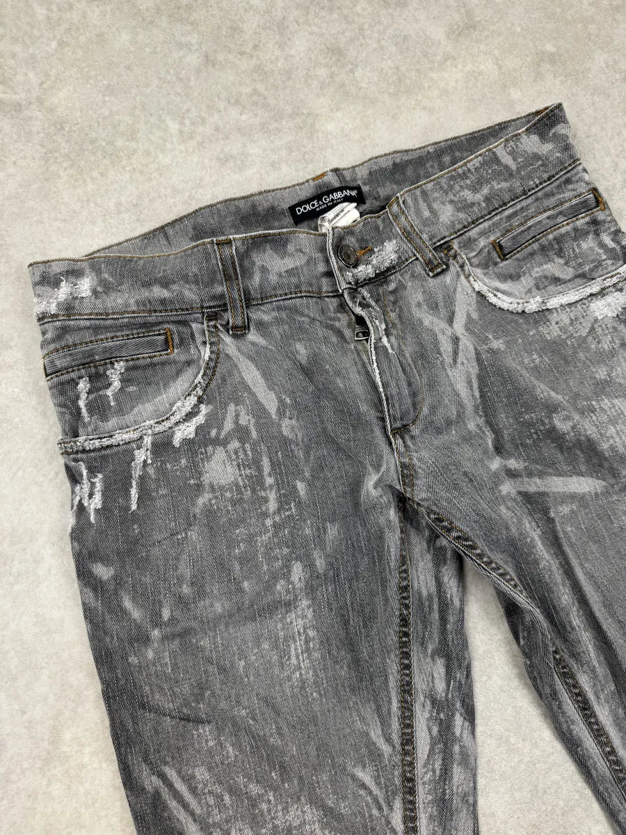 2010s Dolce & Gabbana Grey Distressed Slim Denim Jeans gHEHBba 8