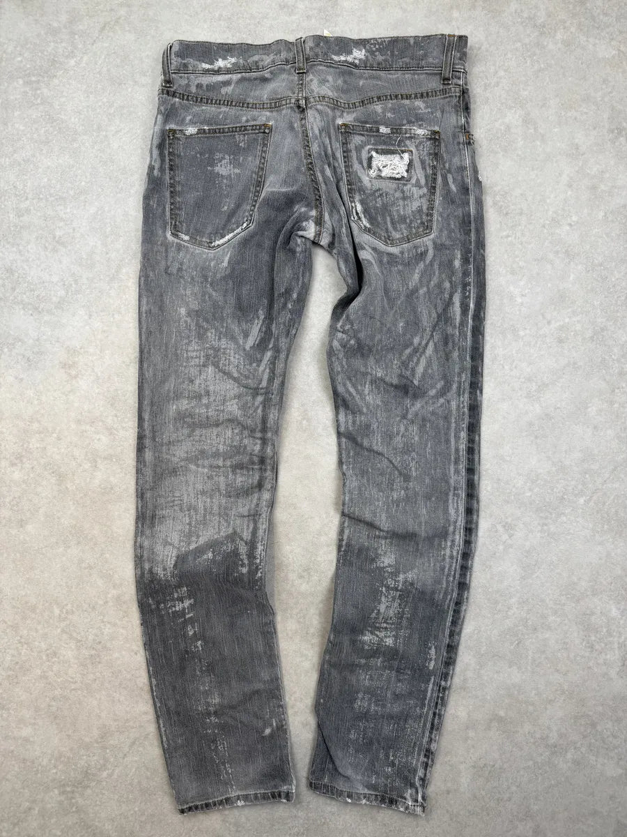 2010s Dolce & Gabbana Grey Distressed Slim Denim Jeans gHEHBba 1