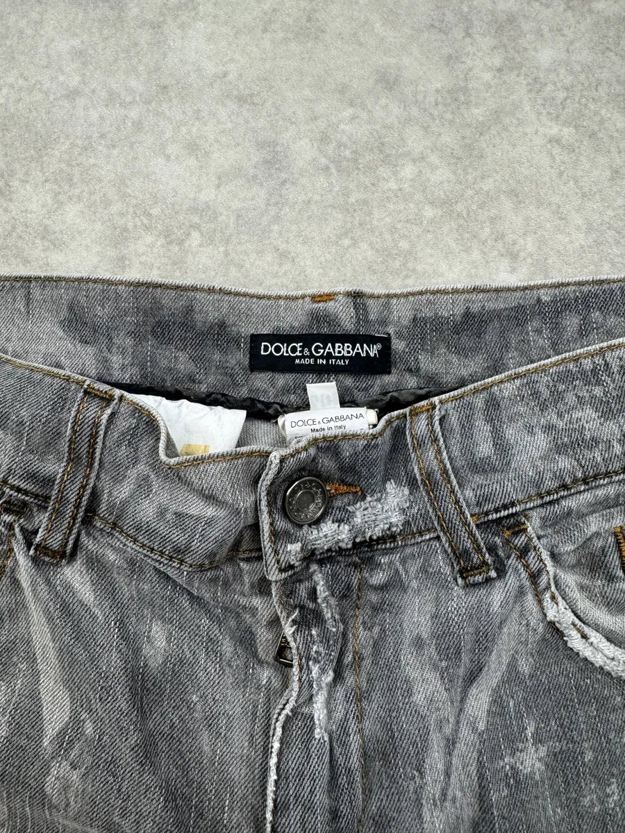 2010s Dolce & Gabbana Grey Distressed Slim Denim Jeans gHEHBba 10