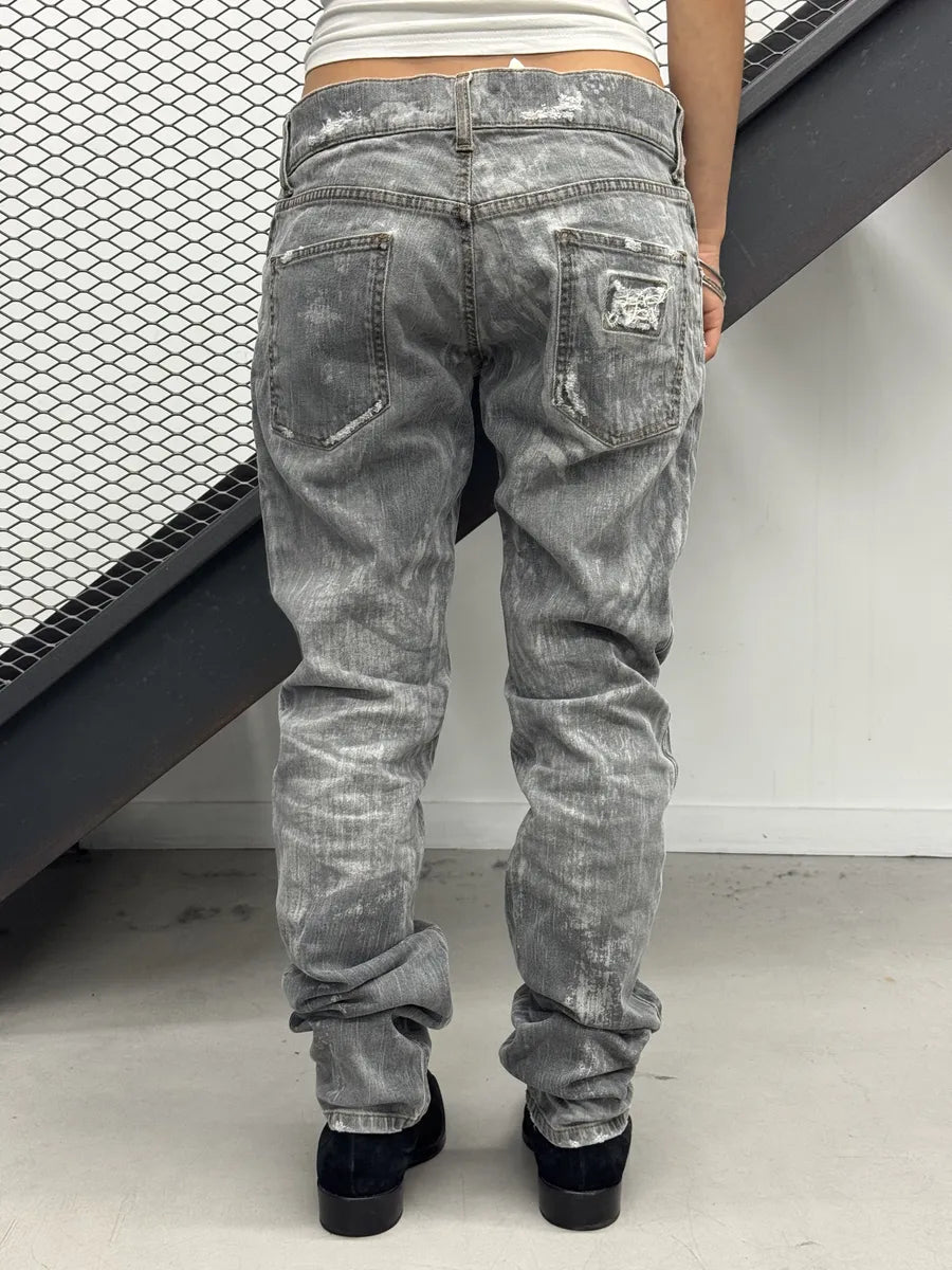 2010s Dolce & Gabbana Grey Distressed Slim Denim Jeans gHEHBba 3