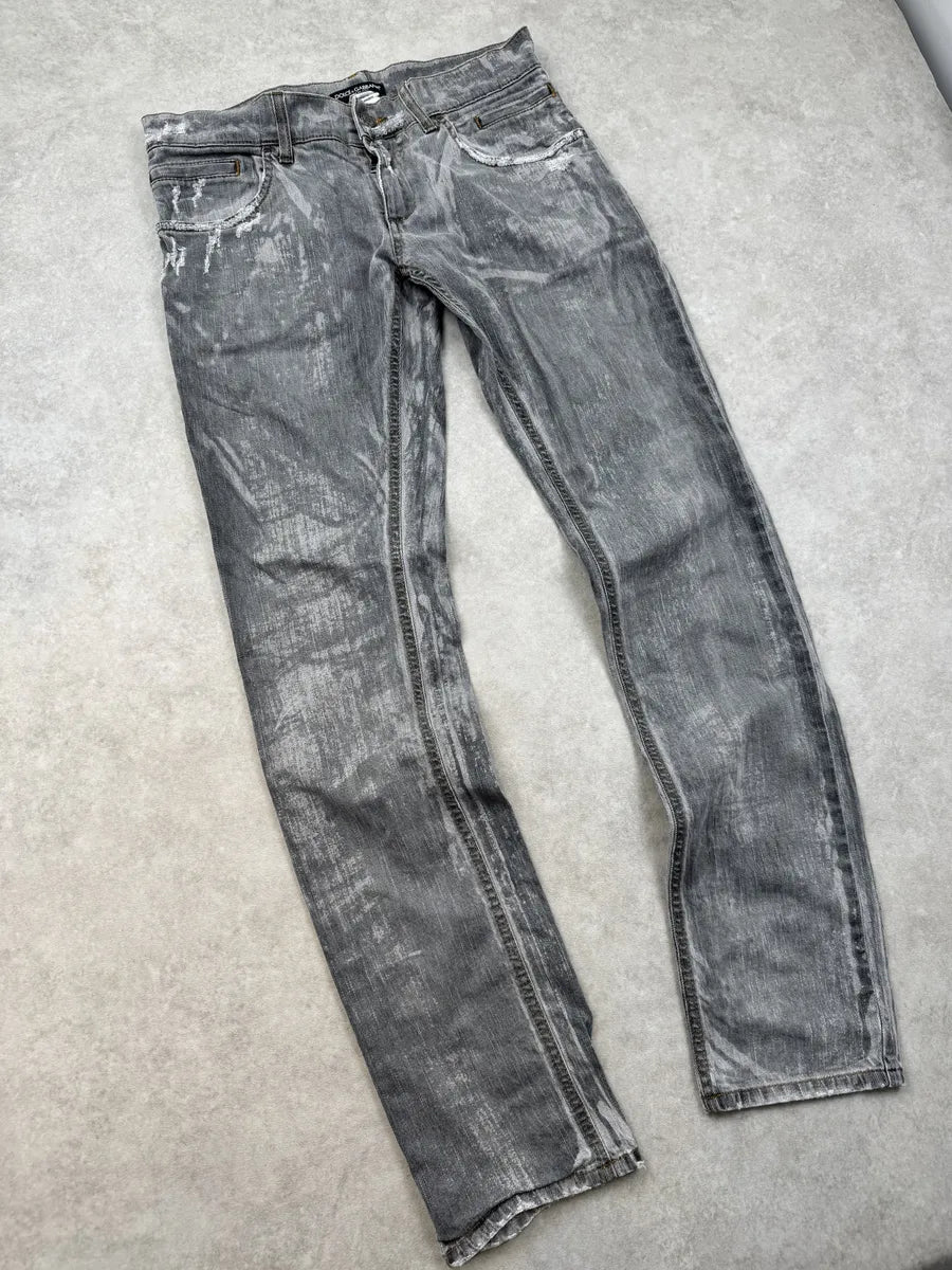 2010s Dolce & Gabbana Grey Distressed Slim Denim Jeans gHEHBba 5
